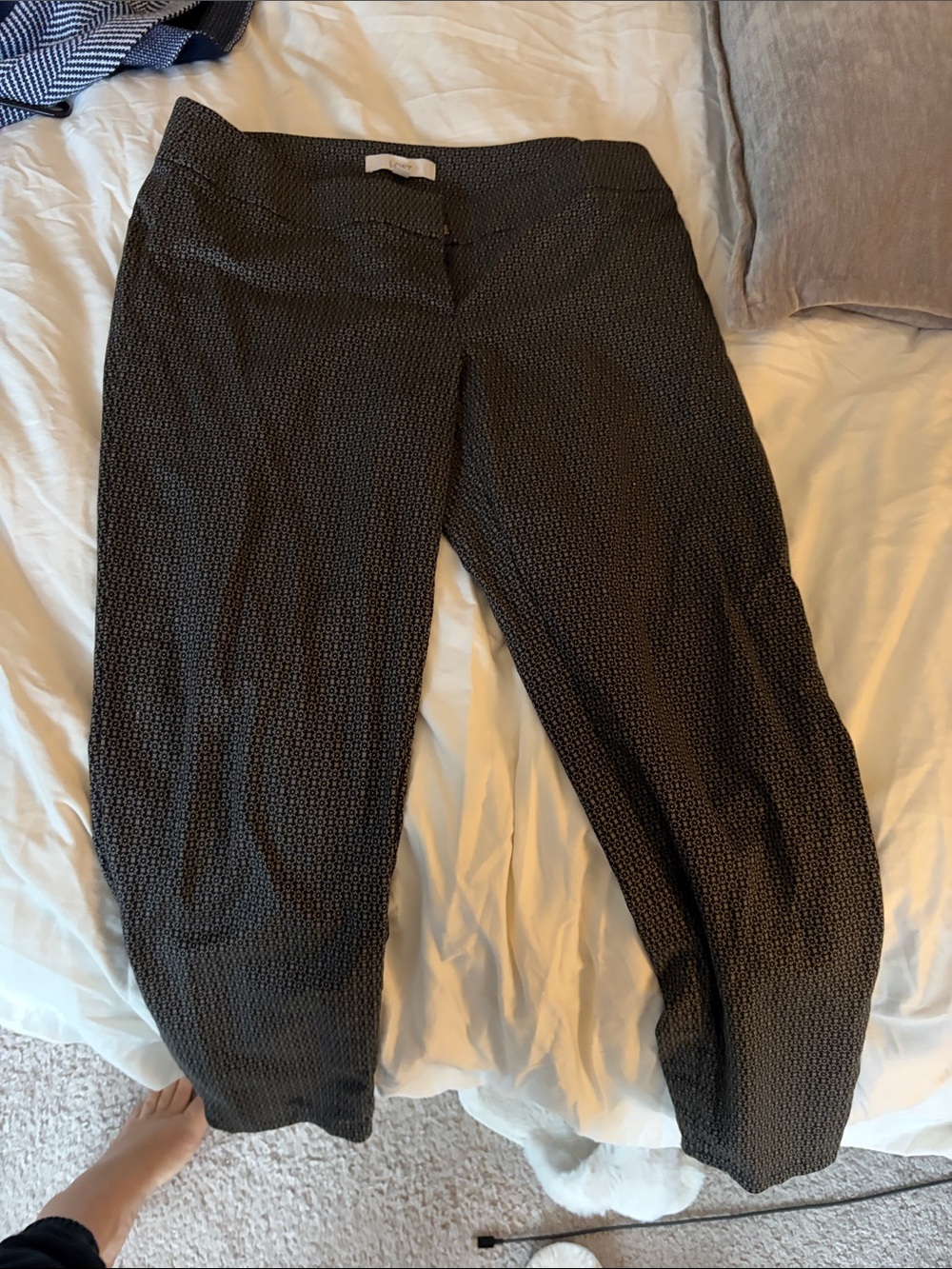 LOFT Black Patterned Straight-Leg Pants